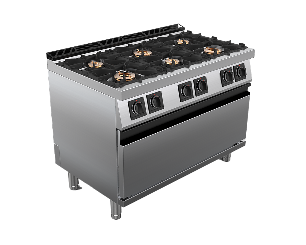 Masina de gatit alimentare gaz 6 arzatoare, putere totala 45200W,