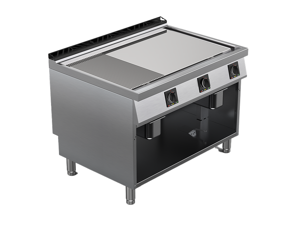 Fry top electric suprafata mixta cromata, putere totala 19800W 