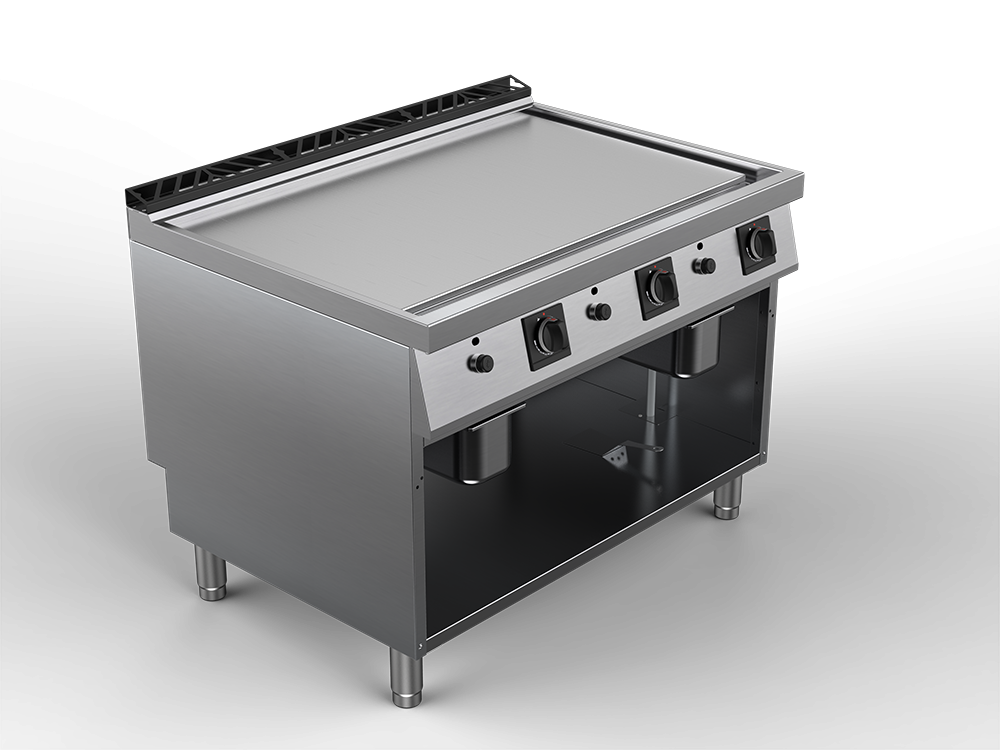 Fry top alimentare gaz suprafata neteda, inox, putere totala 24000W