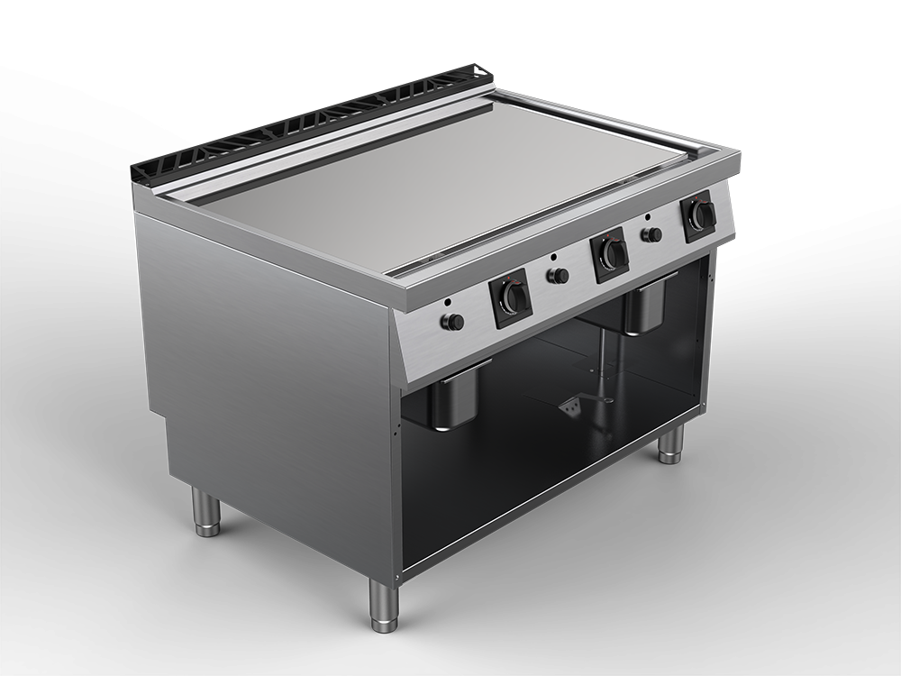 Fry top alimentare gaz suprafata neteda cromata, putere totala 24000W 