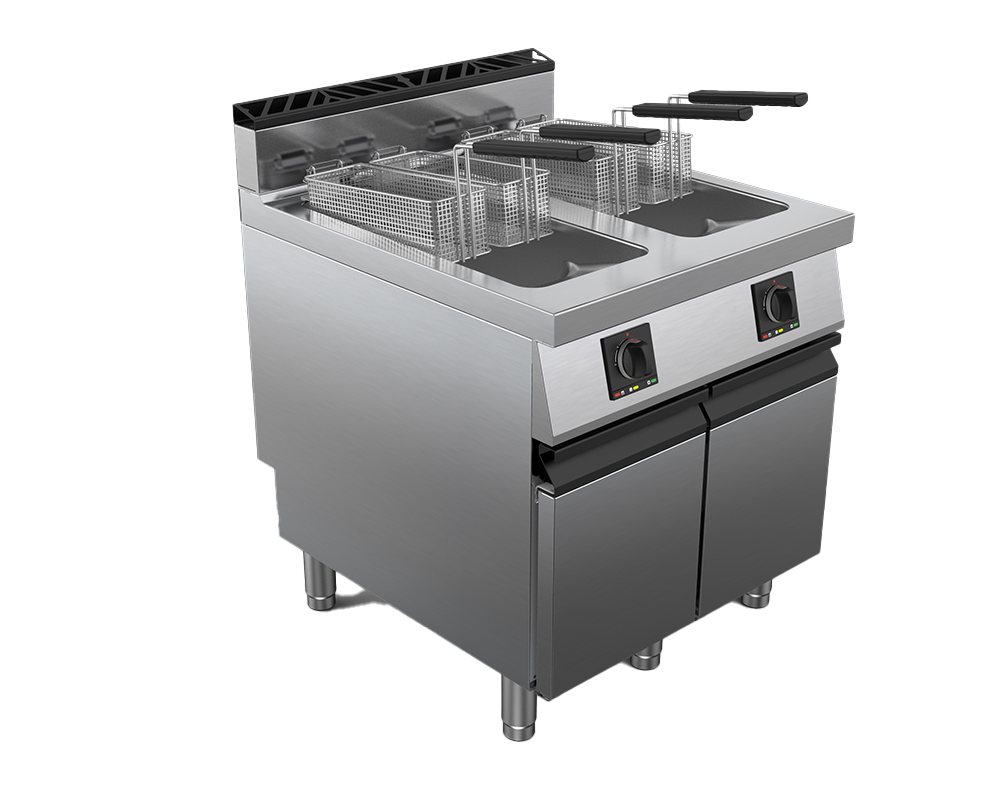 Friteuza alimentare gaz 2 cuve capacitate 20 litri, putere totala 42000W