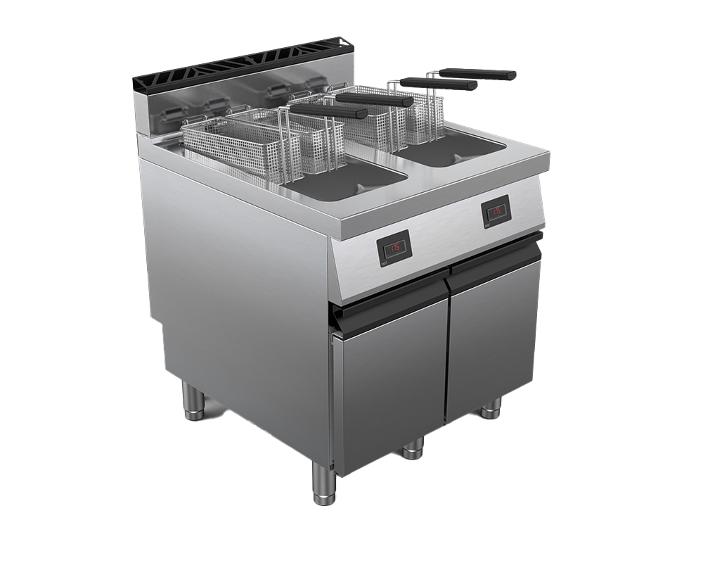 Friteuza alimentare gaz 2 cuve capacitate 20 litri, putere totala 42000W