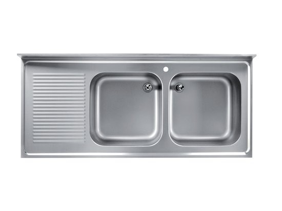 Spalator, cu 2 cuve, picurator pe stanga, dulap cu deschidere pe o parte, usi glisante, dimensiune (LxlxH mm): 1800x600x850