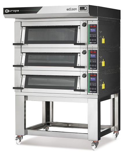Cuptor modular electric pentru panificatie pe vatra, cu 3 camere de coacere, display LCD, putere instalata 3 x 5000W