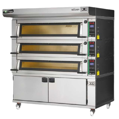 Cuptor modular electric pentru panificatie pe vatra, cu 3 camere de coacere, putere instalata 3 x 5000W, alimentare 380V