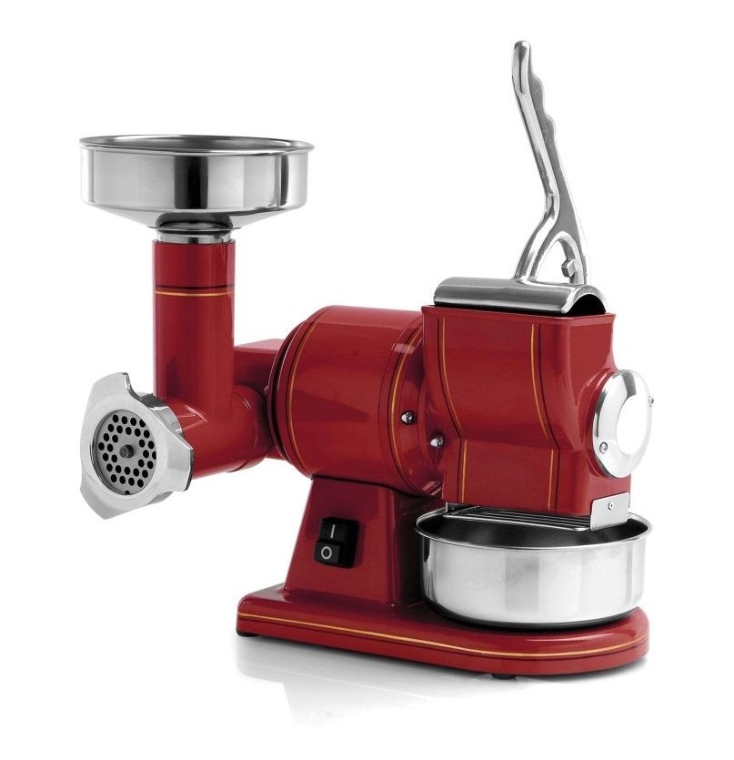 Masina de tocat carne, din inox, seria Retro, productivitate 50kg carne/ora, 50kg paine/ora, 30kg branza/ora, alimentare 220V, putere instalata: 380W