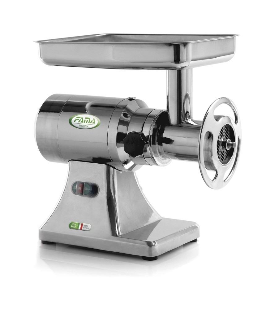 Masina de tocat carne, din aluminiu alimentar, productivitate 400kg/ora, cu inversare de sens, motor 900 rotatii/min, alimentare 220V, putere instalata: 1500W