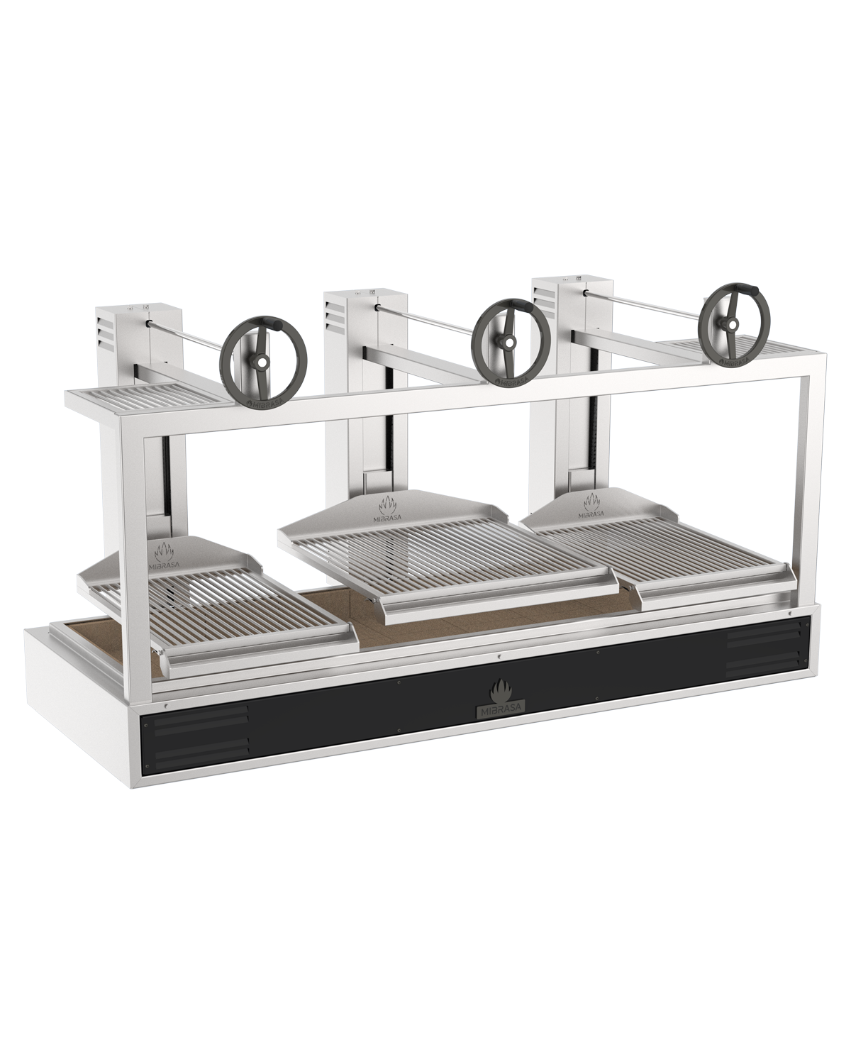 Gratar triplu pe carbuni Parrilla, Mibrasa, putere 6000W, dimensiuni 2077x863x1143hmm