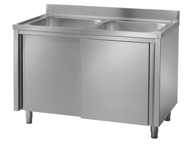 Spalator, cu 2 cuve, dulap cu deschidere pe o parte, cuve antifonate, orificiu pentru baterie, dimensiune (LxlxH mm): 1200x700x850