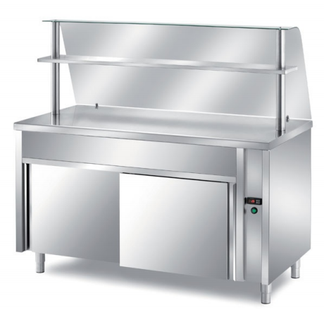 Masa calda self-service, capacitate 3xGN1/1, h 200, baza deschisa, geam curb, inox