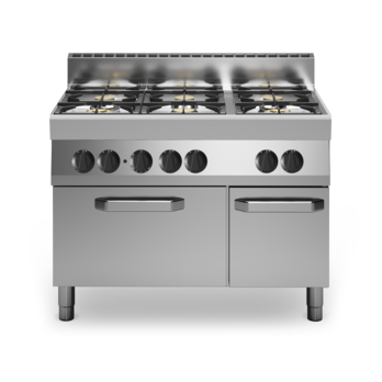 Masina de gatit, alimentare gaz, 6 ochiuri, cuptor electric ventilat, putere totala gaz 25800W