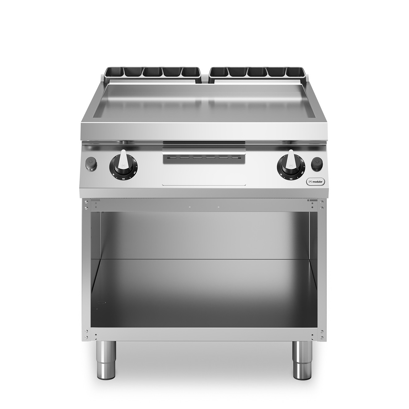 Fry top, alimentare gaz, suprafata neteda cromata, baza inchisa