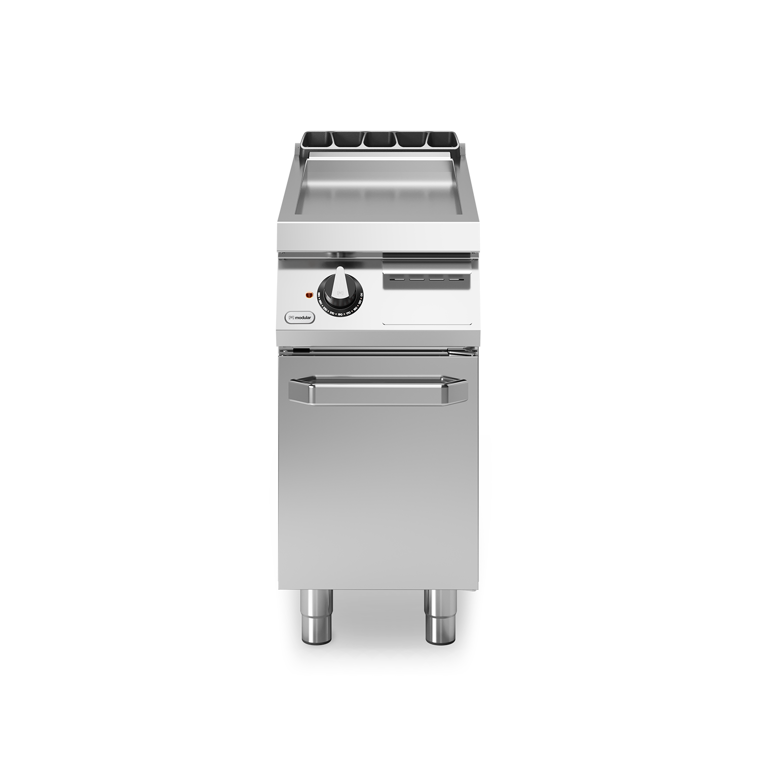 Fry top, alimentare gaz, suprafata neteda cromata, baza inchisa, putere 7500W