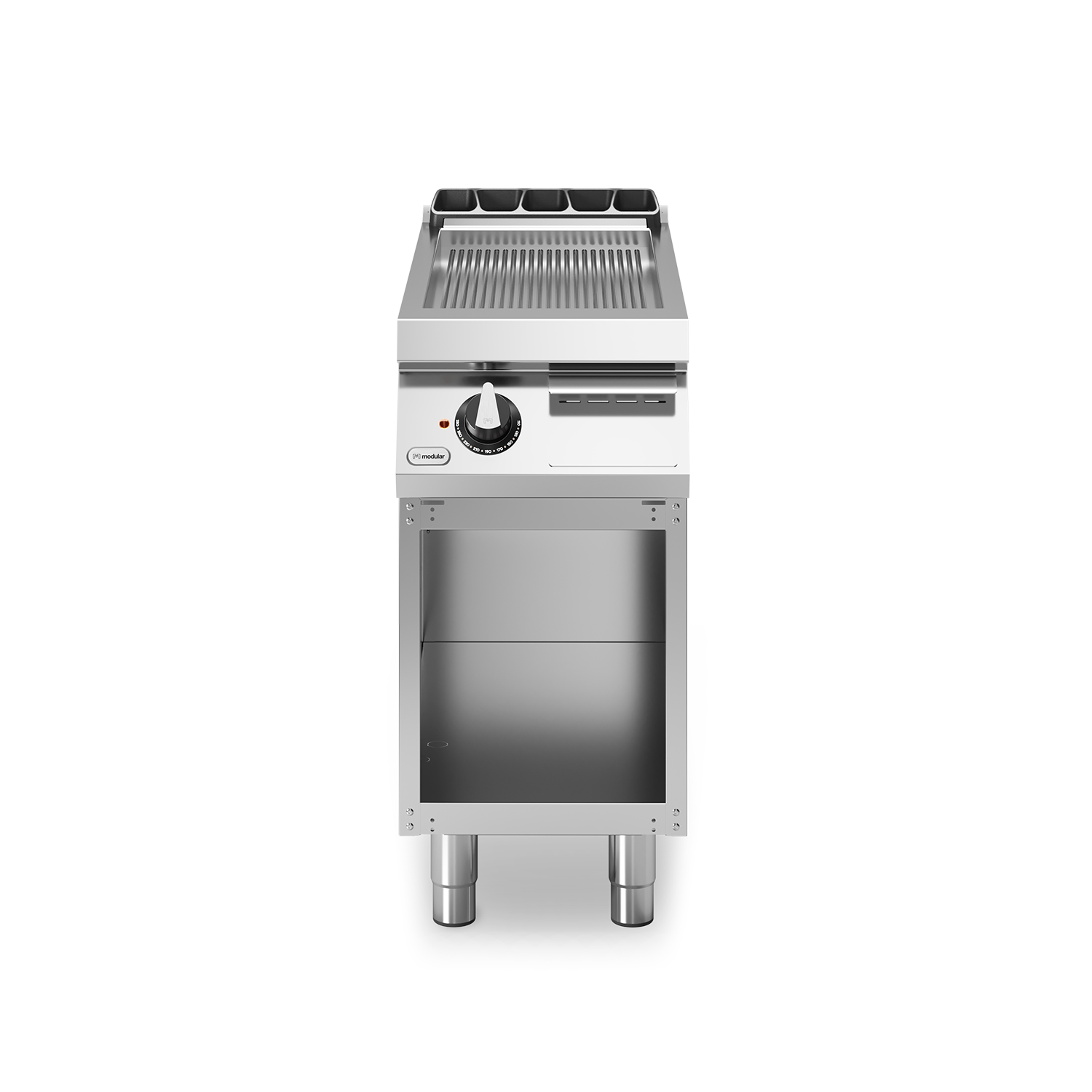 Fry top, electric, suprafata striata cromata, baza deschisa, putere 7500W