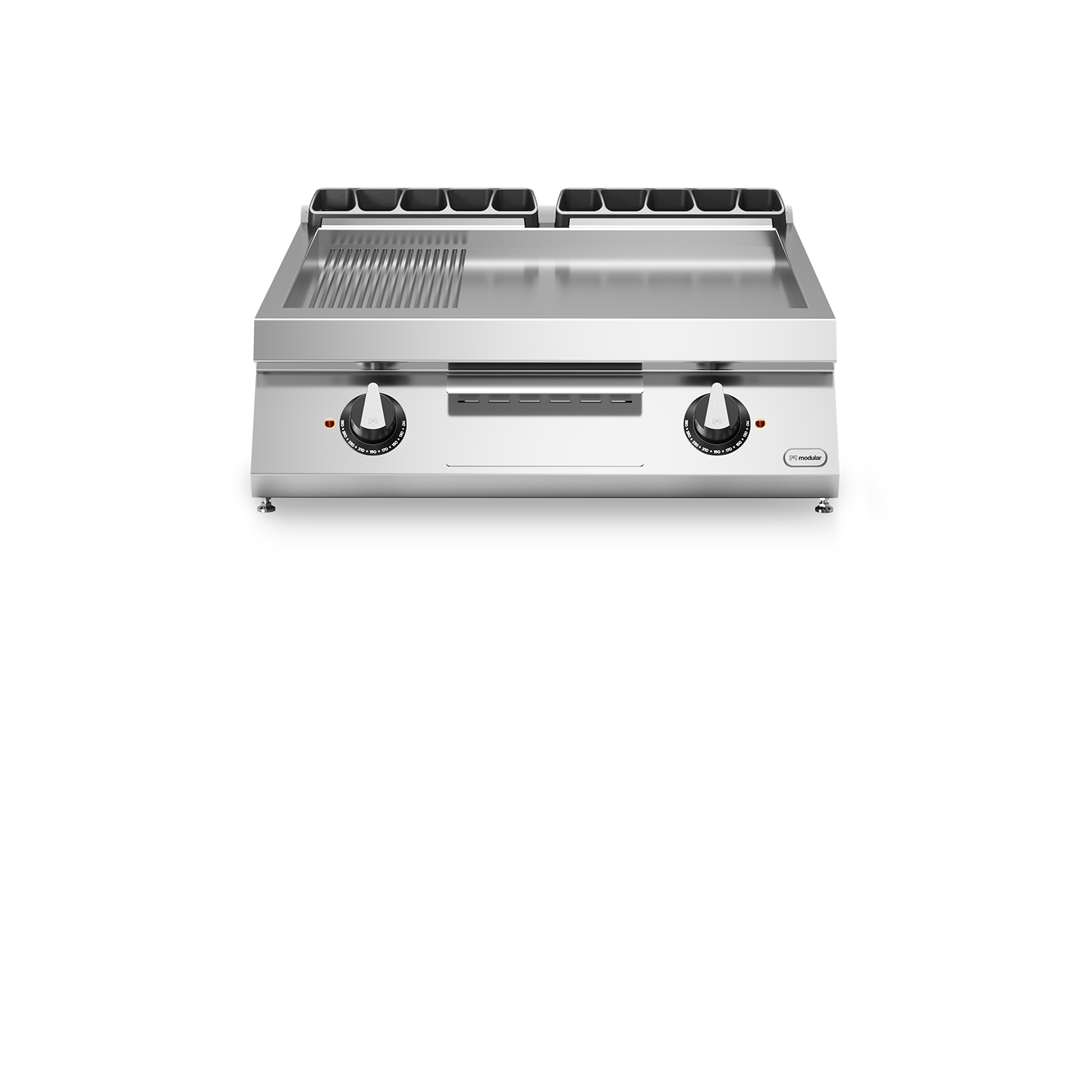 Fry top, electric, suprafata cromata 2/3 neteda - 1/3 striata, model de banc, putere 15000W