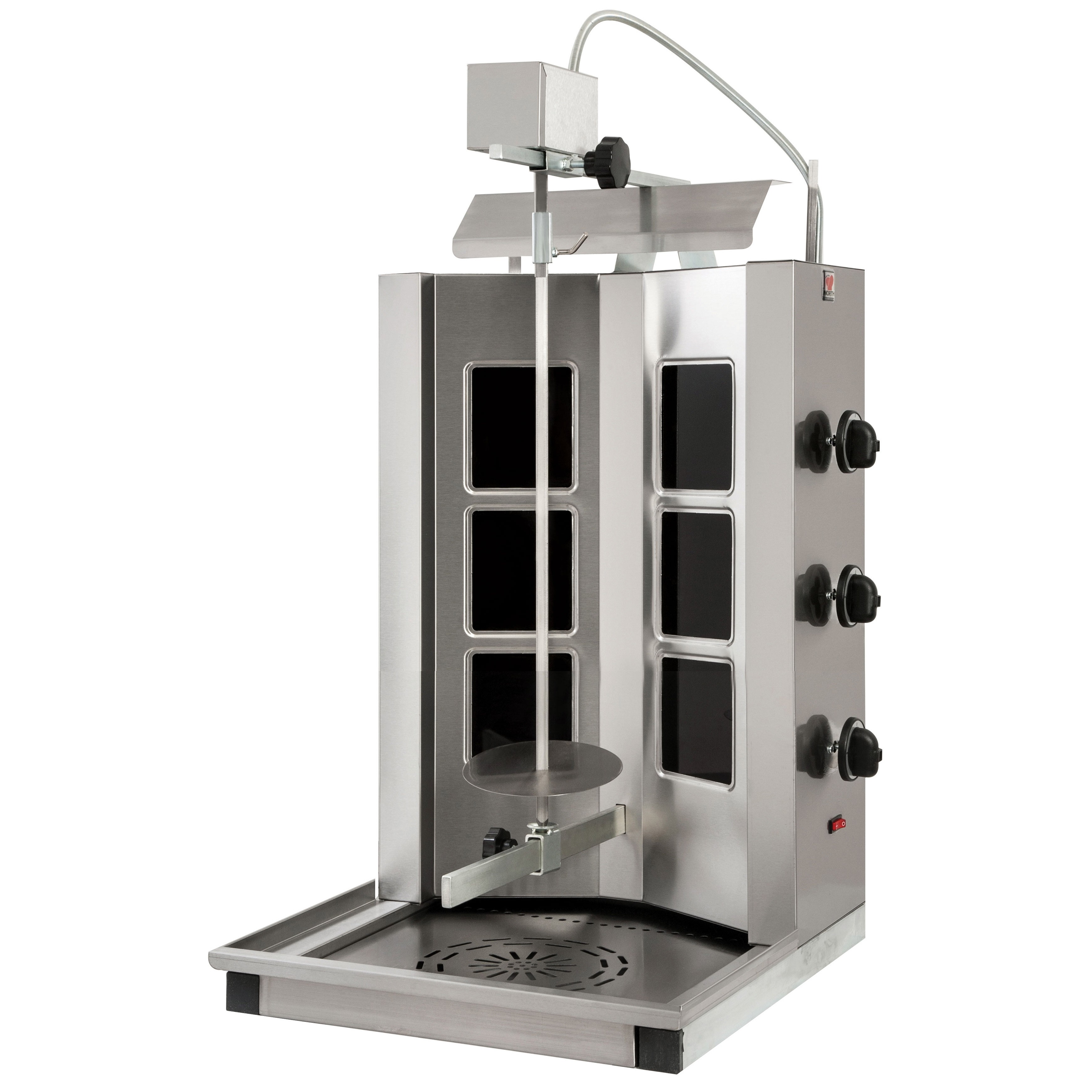 Aparat electric pentru kebab, lungime axa 600mm, 3 arzatoare, putere 4200W