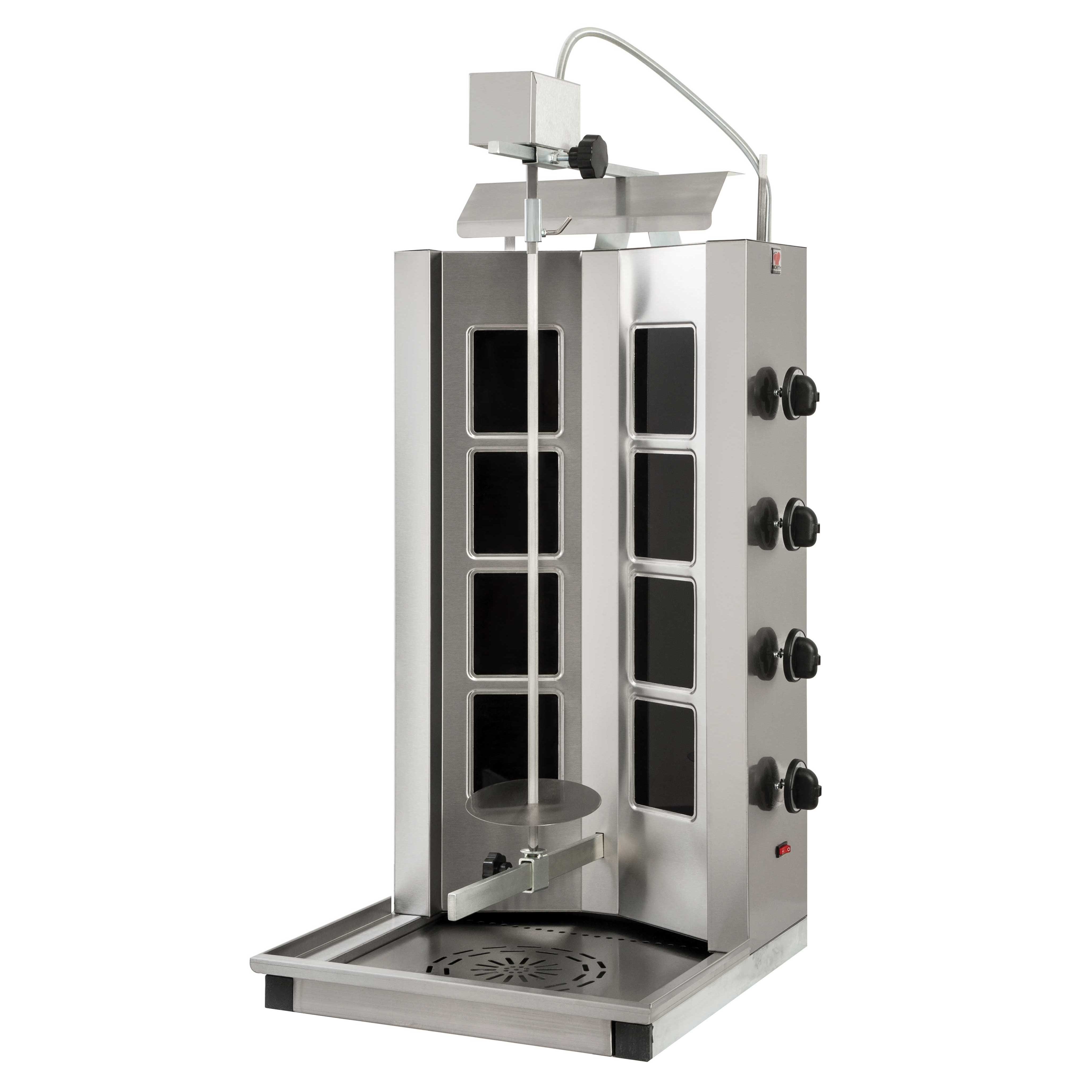 Aparat electric pentru kebab, lungime axa 780mm, 4 arzatoare, putere 5600W