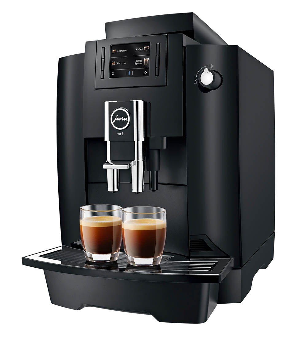 Espressor electronic automat Jura WE6 Piano Black, cu 2 duze, recomandat pentru maxim 30 cafele/zi, putere 1.45 kW