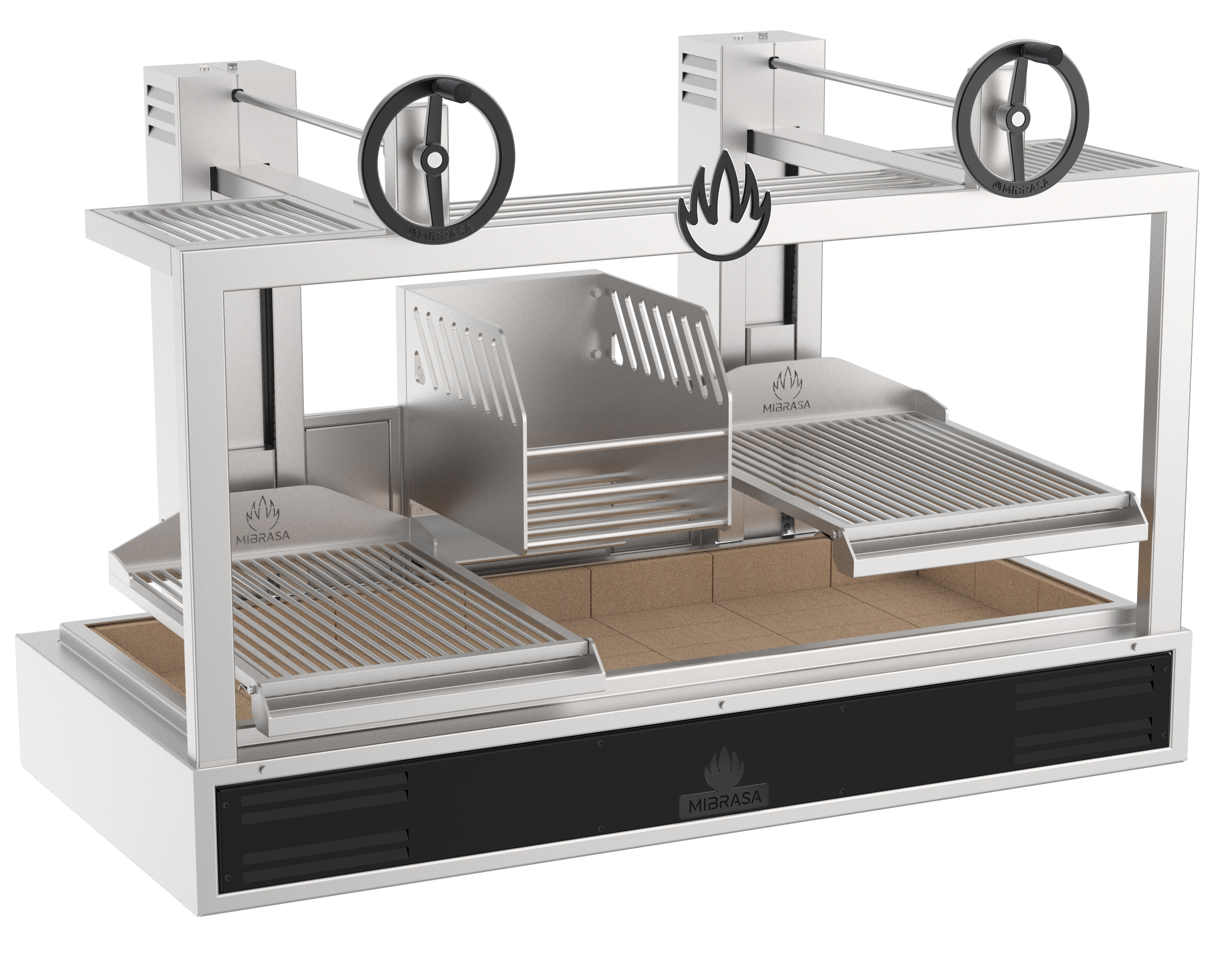 Gratar dublu pe carbuni Parrilla Fire, Mibrasa, putere 5200W, dimensiuni 1637x863x1143hmm