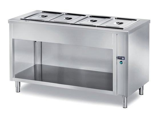 Masa calda bain-marie, self-service, capacitate 4xGN1/1, suport deschis, structura din inox