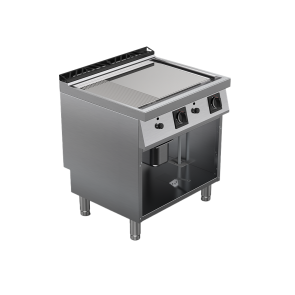 Fry top alimentare gaz suprafata mixta cromata, putere totala 14000W 