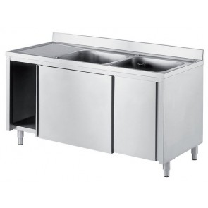 Spalator, cu 2 cuve, dulap cu deschidere pe o parte, dimensiuni cuva 400x400x250mm