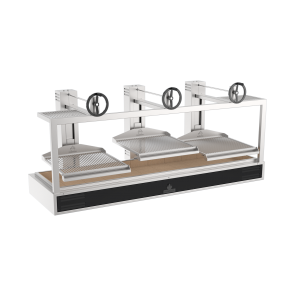 Gratar triplu pe carbuni Parrilla, Mibrasa, putere 6000W, dimensiuni 2520x863x1143hmm
