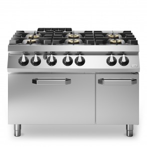 Masina de gatit, alimentare gaz, 6 ochiuri, cuptor static cu alimentare gaz si compartiment neutru, putere totala gaz 41500W