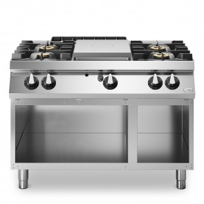 Masina de gatit cu plita unica, alimentare gaz, 4 ochiuri, baza deschisa, putere totala gaz 27500W