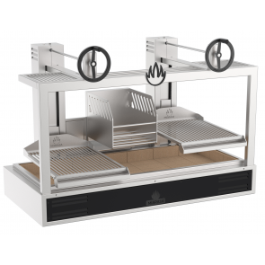 Gratar dublu pe carbuni Parrilla Fire, Mibrasa, putere 6000W, dimensiuni 2077x863x1143hmm