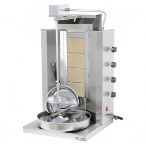 Aparat pentru kebab,  4 arzatoare, lungime axa 655 mm, capacitate carne 35kg, putere 10800 W